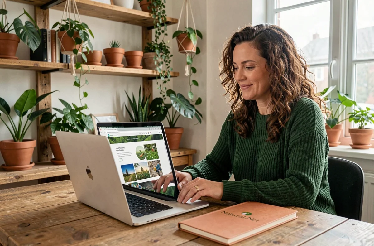 Designer web de l'agence Natural-Net travaillant sur un projet de site éco-responsable