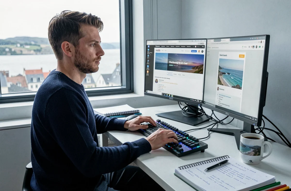 Développeur web de l'agence Sodirect à Cherbourg-en-Cotentin travaillant sur un projet de site internet professionnel