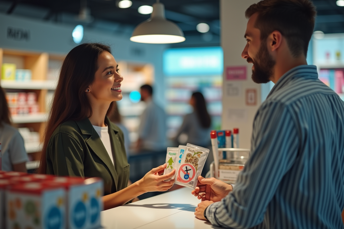 Vendeur poliment refusant un produit interdit au client
