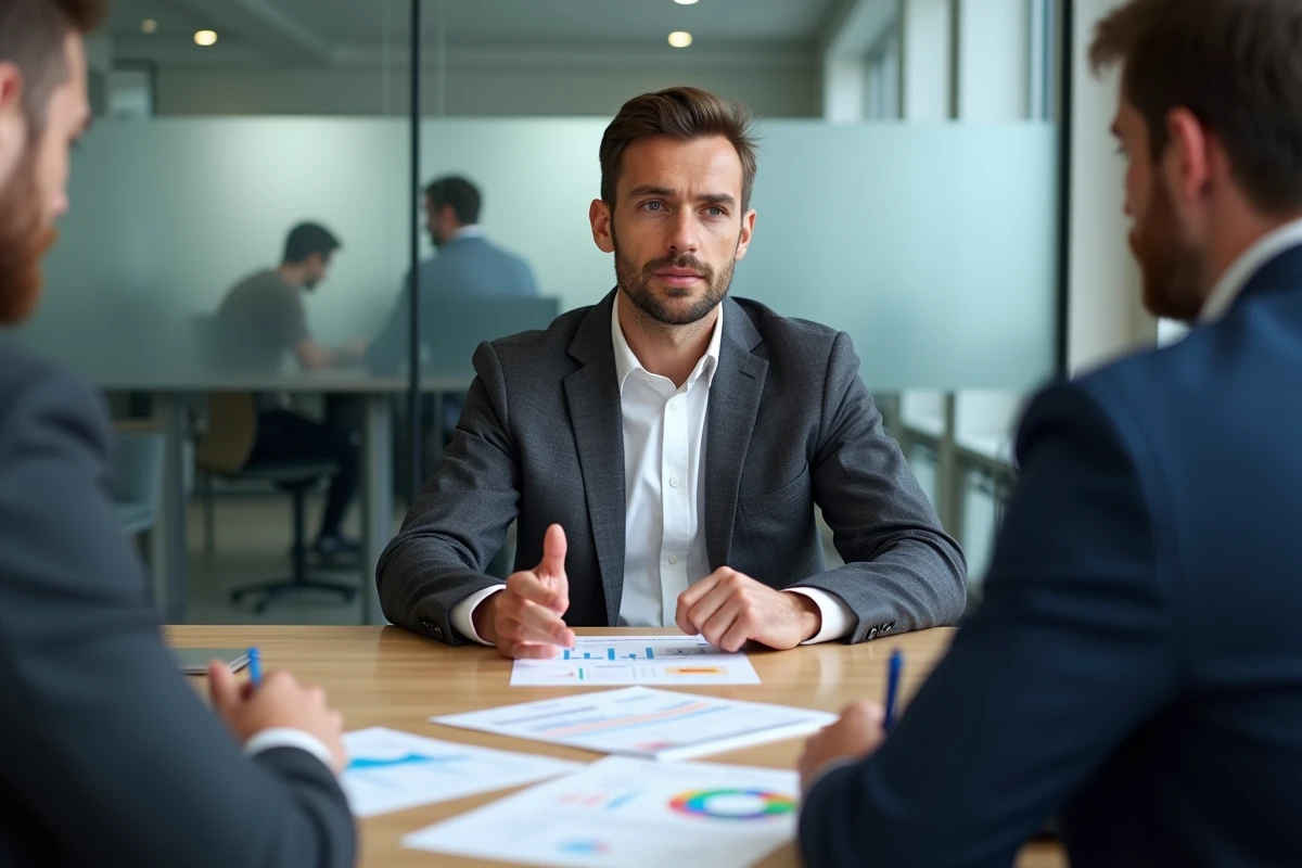 Consultant SEO Rennes en réunion client présentant un audit SEO et des rapports de positionnement Google Analytics