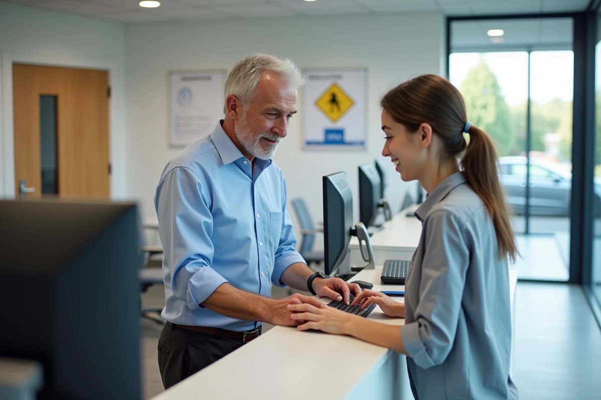 Homme et jeune collegue discutant devant un ecran d