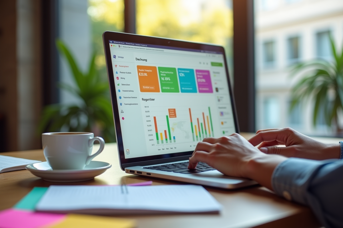 Espace de travail moderne avec ordinateur affichant Etsy