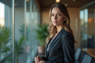 Femme d'affaires en réunion dans un bureau moderne