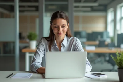 Jeune femme professionnelle souriante au bureau
