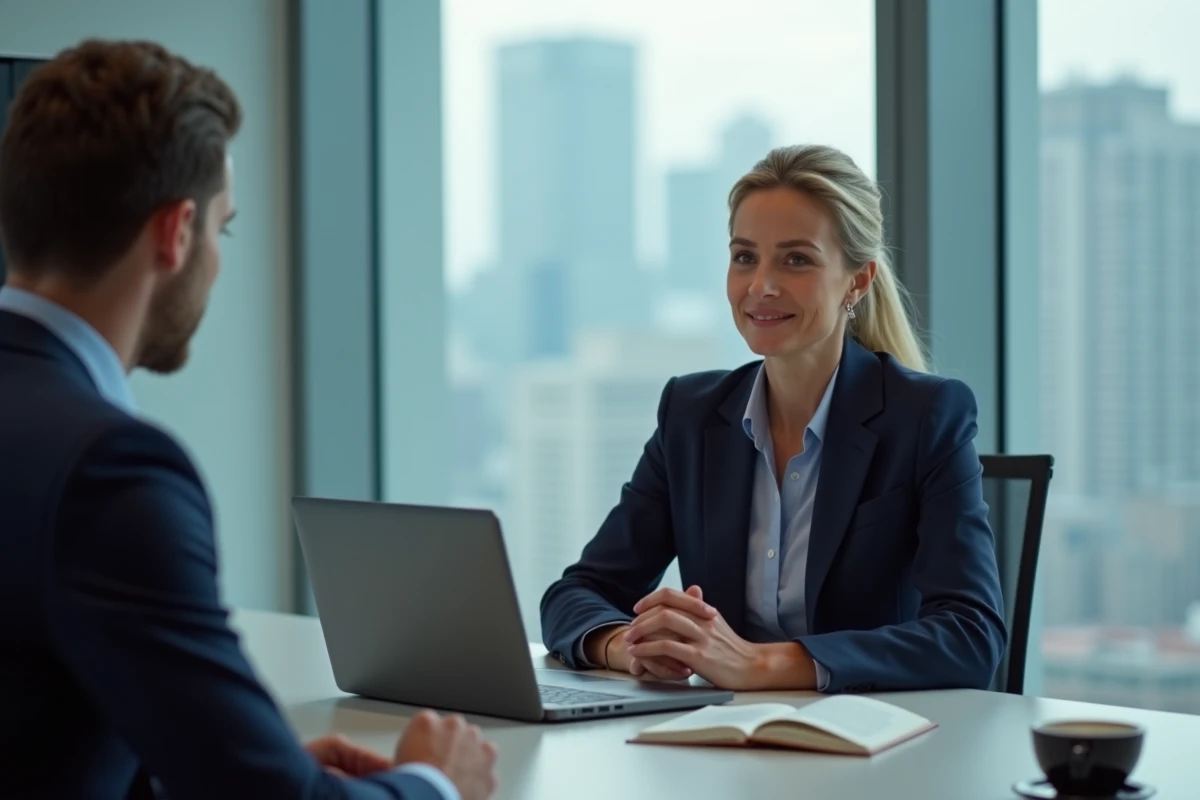 Femme confiante en réunion d'affaires avec entrepreneure