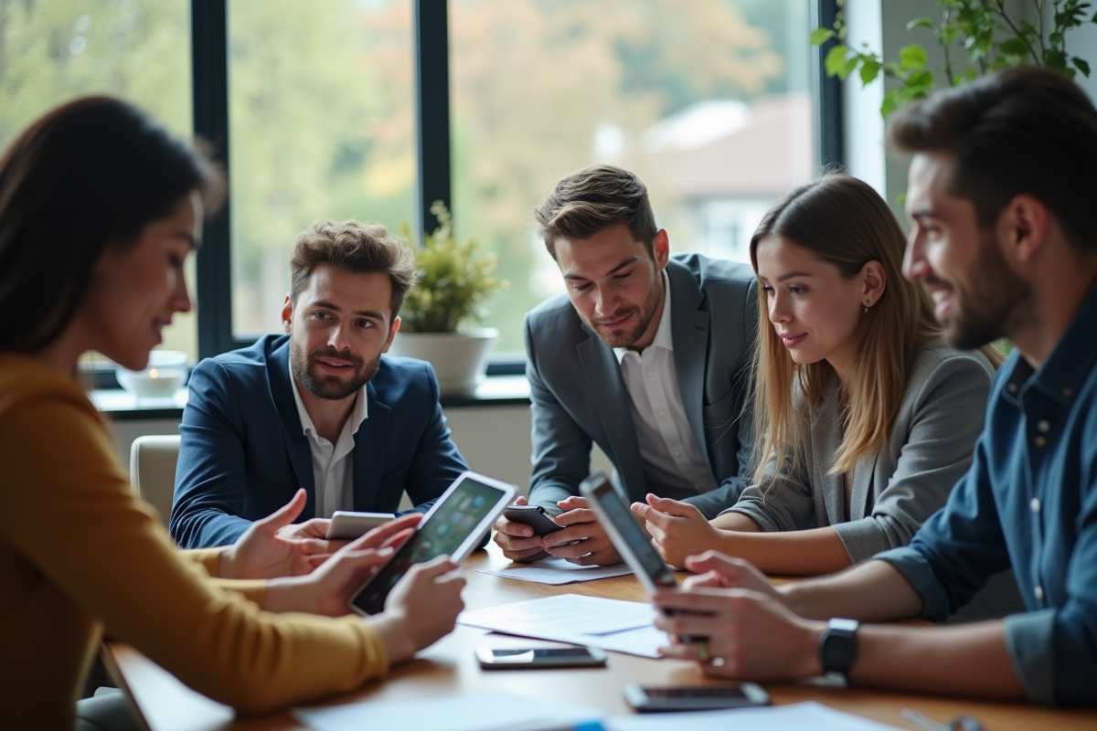 Groupe de jeunes professionnels en réunion de travail