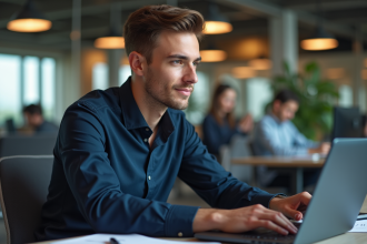 Jeune homme d'affaires analyse des graphiques financiers