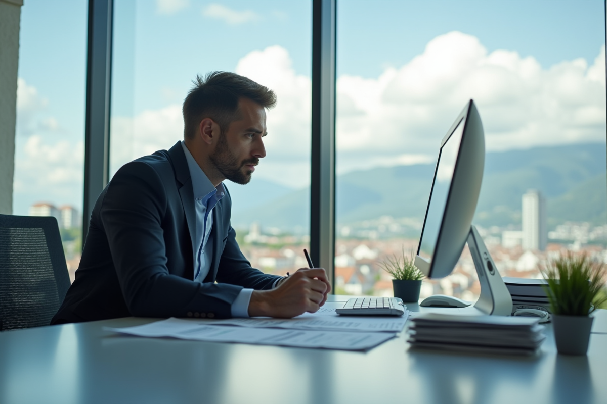 Manager confiant dans un bureau suisse moderne