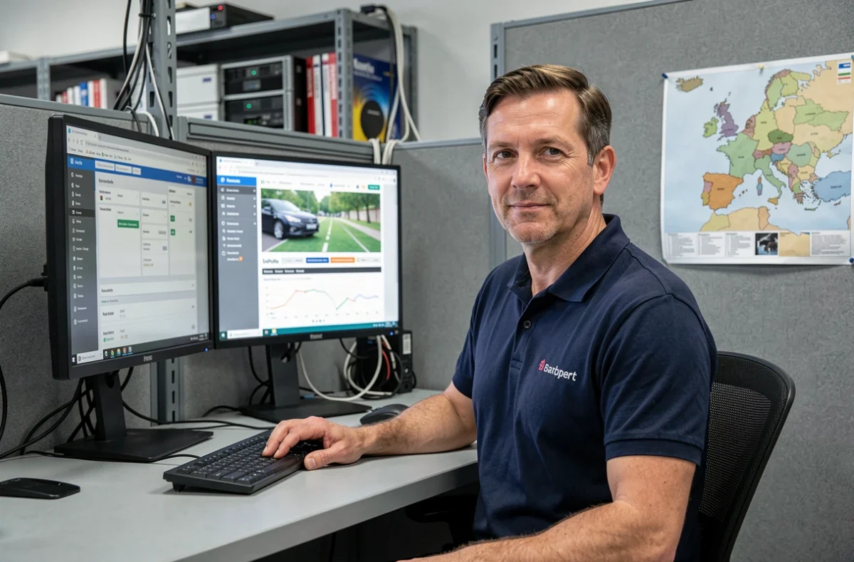 Technicien informatique de Pilote Info gérant des sites web de clients depuis un poste de travail professionnel